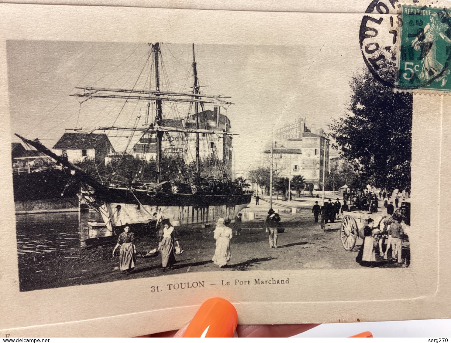 CPA - VAR - TOULON - LE PORT MARCHAND - Très Belle Animation, 2 Mâts à Quai, Petit Attelage... - F. F. / 31 - Toulon