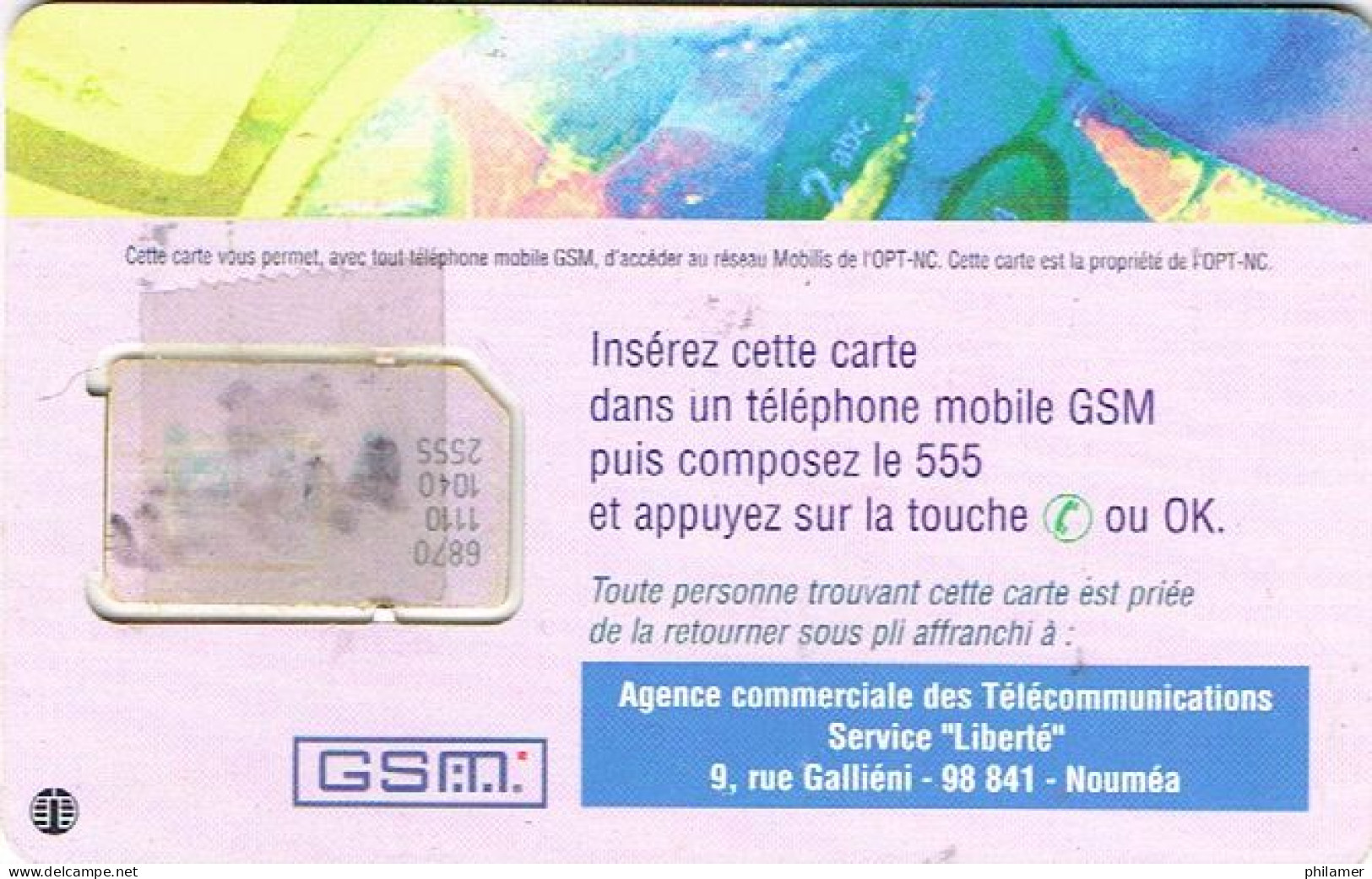 NOUVELLE CALEDONIE New Caledonia TELECARTE PREPAYEE Prepaid Phonecard LIBERTE PUCE MOBILEDOS AVEC LOGO GAUCHE UT B - New Caledonia