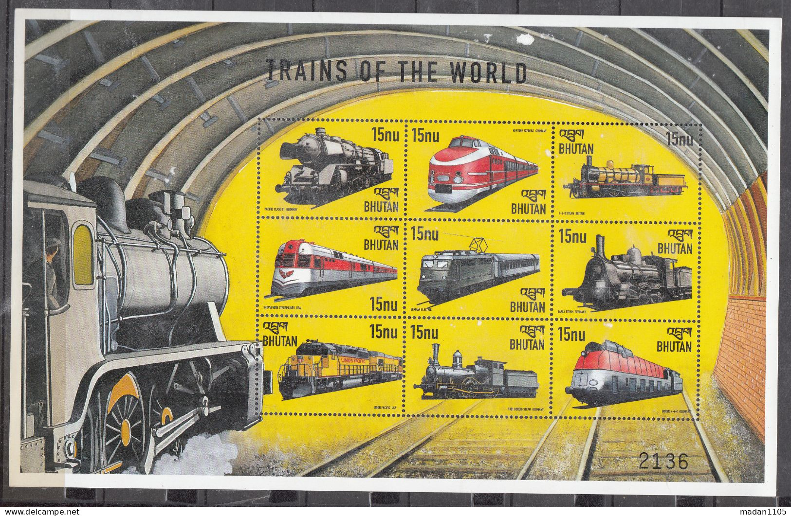 BHUTAN, 1999, TRAINS Of The WORLD, Sheetlet, MNH, (**) - Bhoutan