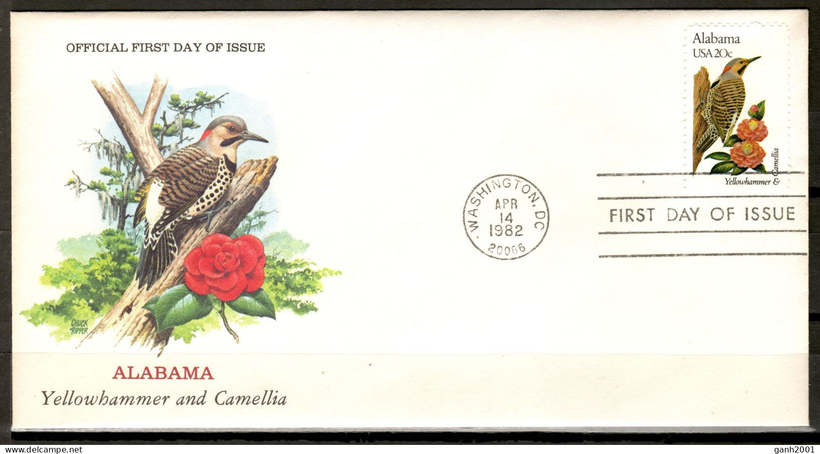 USA 1982 Estados Unidos / Official First Day Of Issue Birds Flowers Alabama FDC Aves Flores Blumen Vögel / Lc00  75-1 - Autres & Non Classés