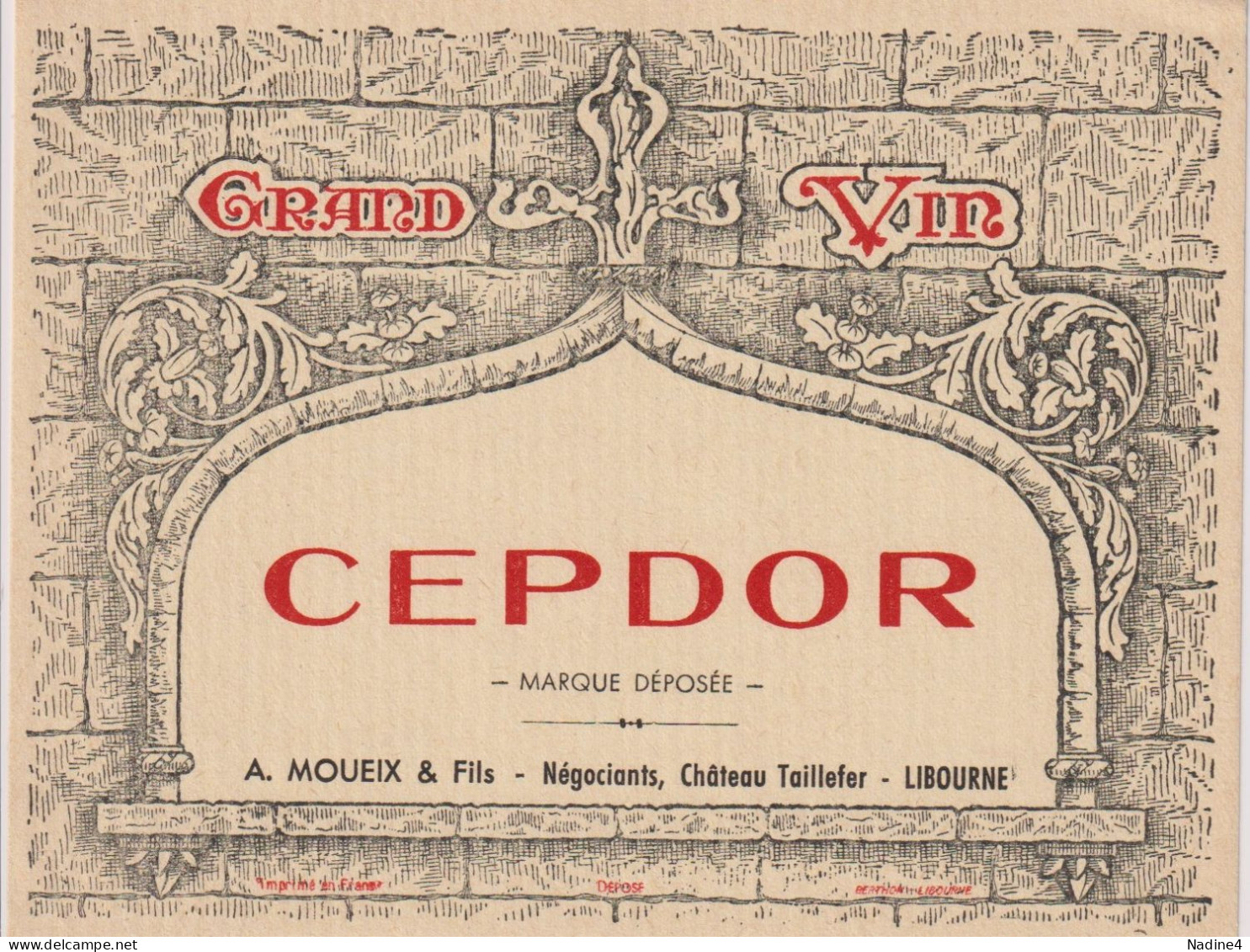Etiket Etiquette - Vin Wijn - Cepdor - A. Moueix & Fils , Libourne - Sonstige & Ohne Zuordnung