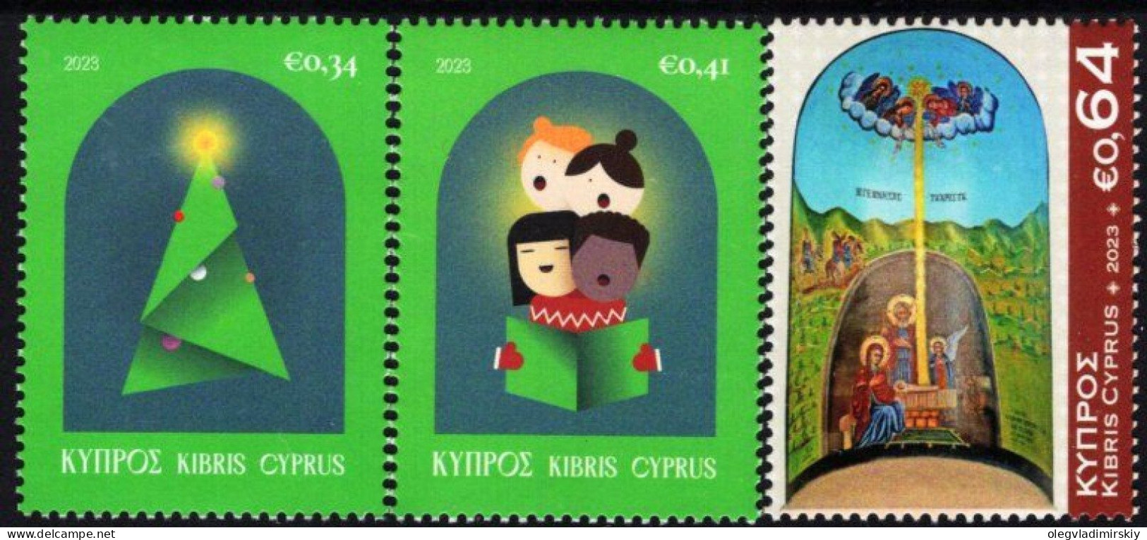 Cyprus 2023 Merry Christmas And Happy New Year Set Of 3 Stamps MNH - Noël