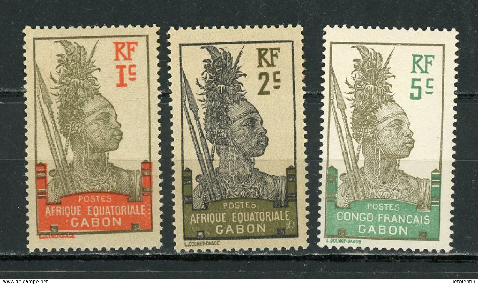 GABON - GUERRIER -  N° Yt 49+50+52** - Unused Stamps