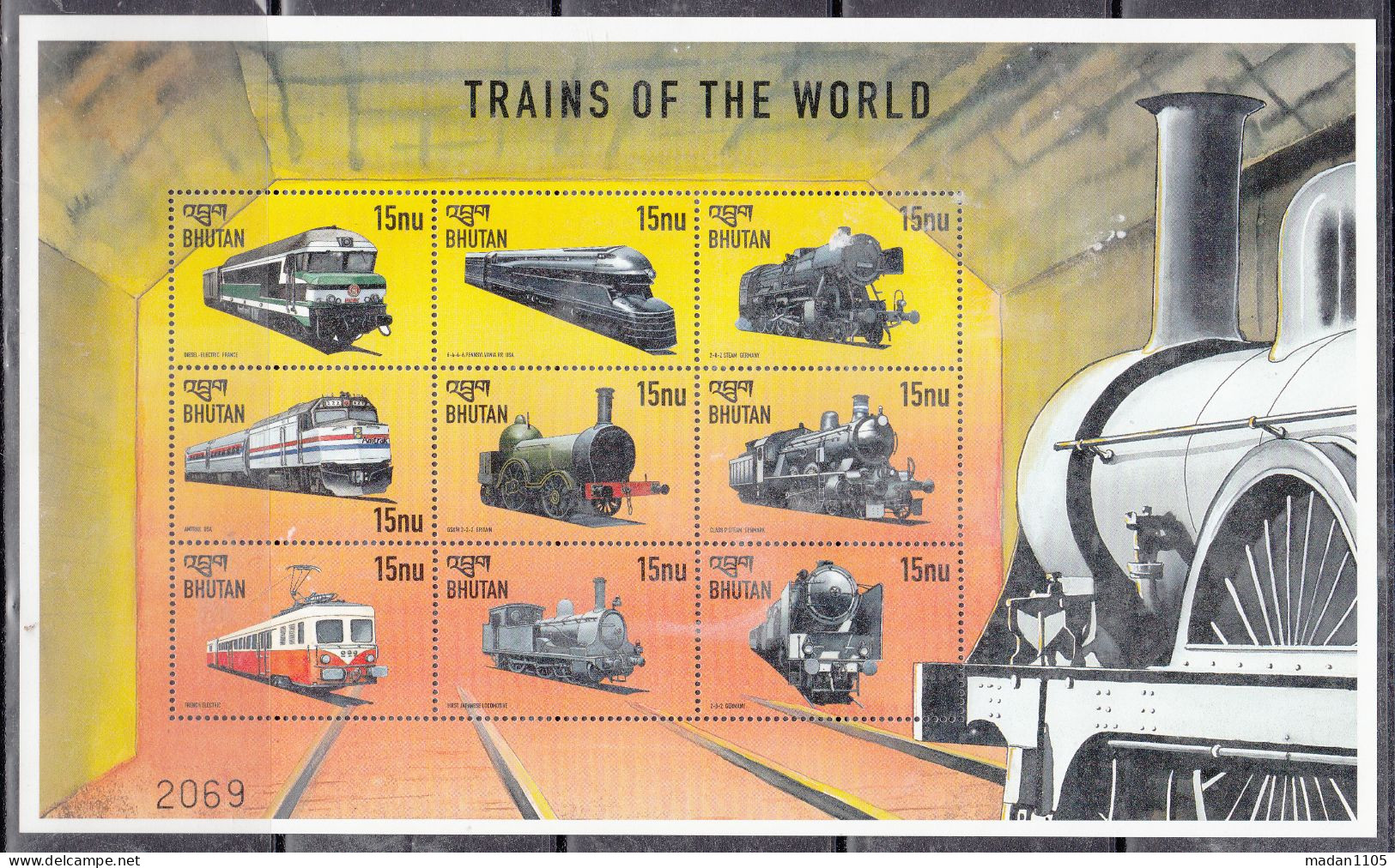 BHUTAN, 1999, TRAINS Of The WORLD, Sheetlet, MNH, (**) - Bhutan