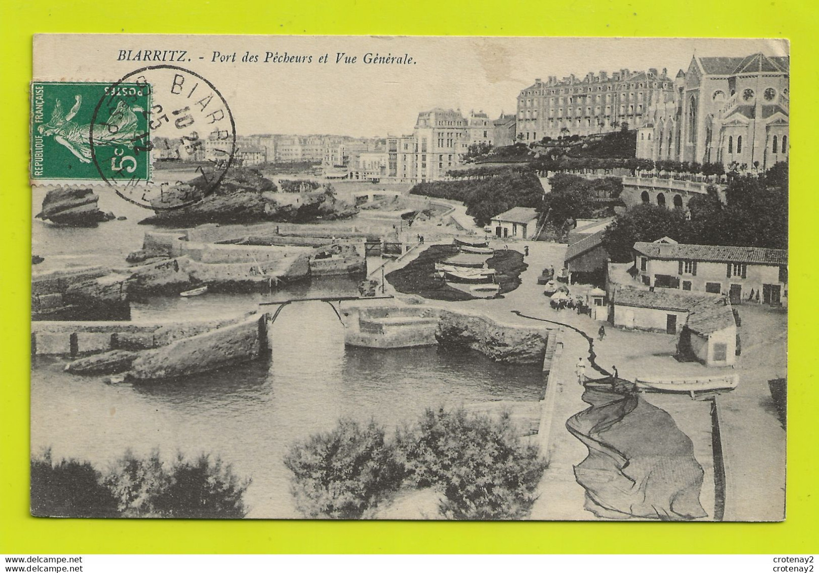 64 BIARRITZ Port Des Pêcheurs Et Vue Générale En 1912 Filets De Pêche Sur Le Quai Passerelle éd Librairie Internationale - Biarritz