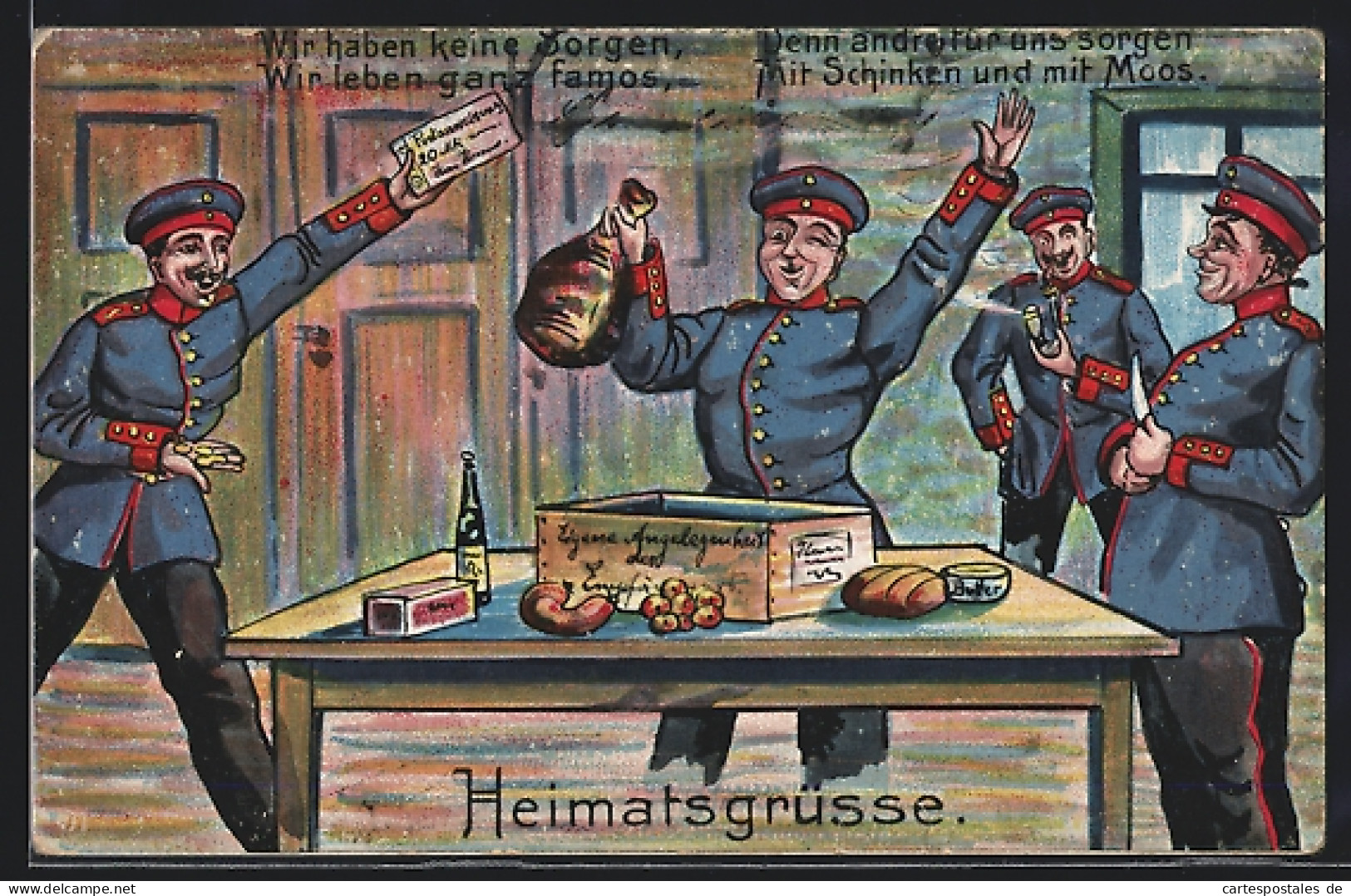 AK Soldaten Packen Schinken Aus Dem Feldpostpaket, 1. Weltkrieg  - Guerre 1914-18