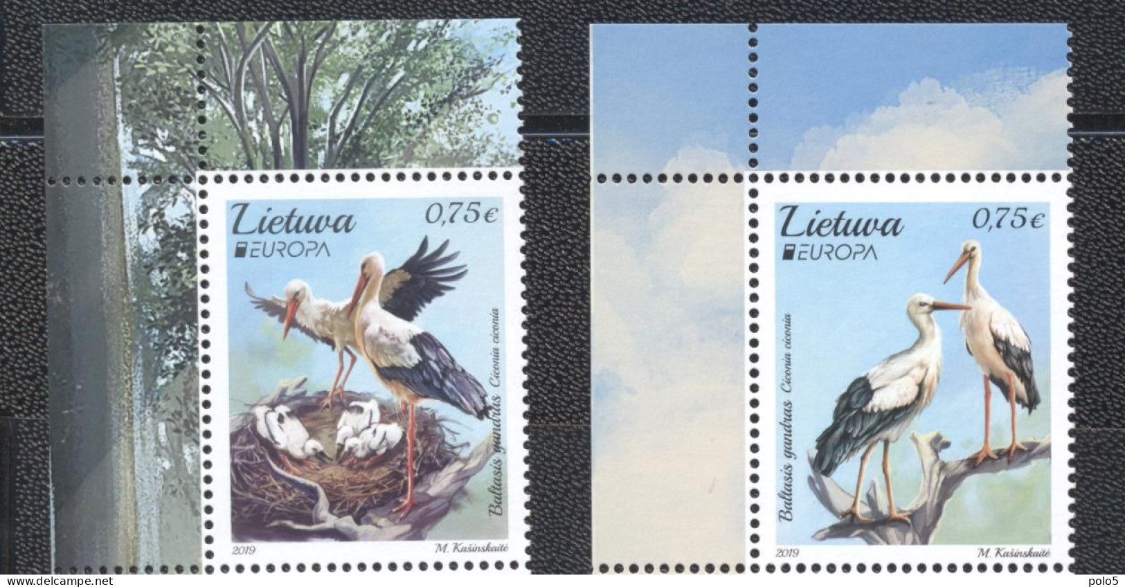 Lituania 2019- Europa: National Birds Set (2v) - Lithuania