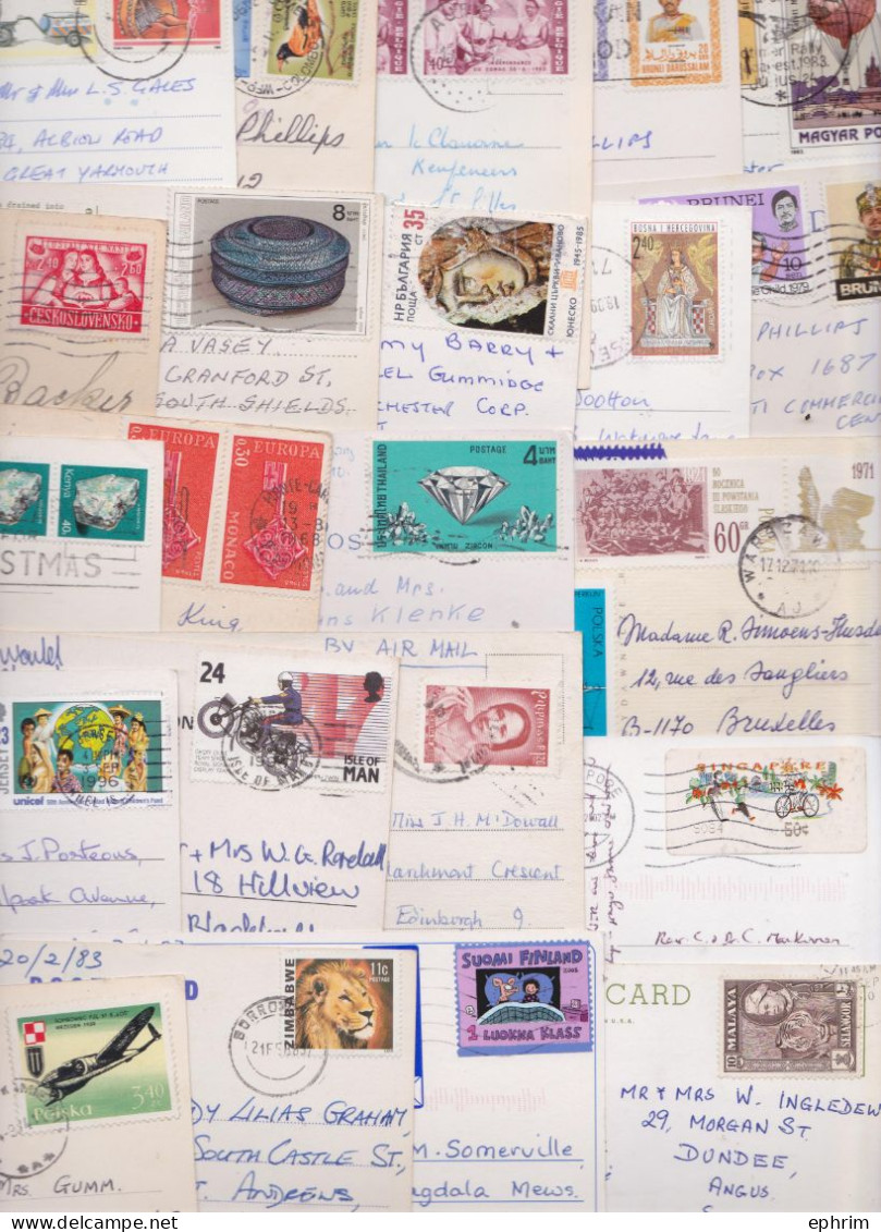 DIVERS MONDE BEAU LOT VARIÉ DE 257 CARTES POSTALES AFFRANCHISSEMENT TIMBRE WORLD STAMPED PICTURE POSTCARDS PPC'S STAMPS