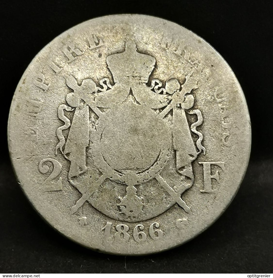 2 FRANCS ARGENT 1866 A PARIS NAPOLEON III TETE LAUREE / FRANCE SILVER - 2 Francs