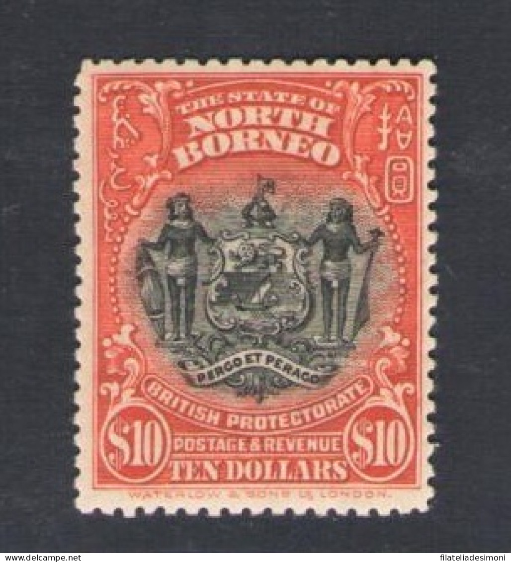 1911 North Borneo, Stanley Gibbons N. 183 - 10 $ Black And Brick-red - MLH* - Andere & Zonder Classificatie