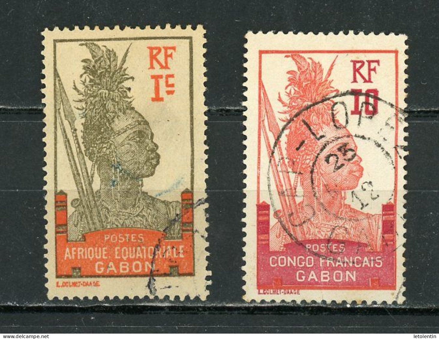 GABON - GUERRIER -  N° Yt 49+53 Obli. - Used Stamps