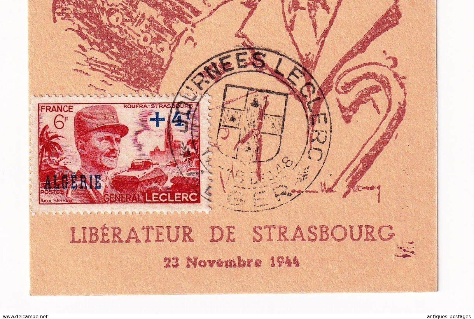Alger Journées Leclerc 1948 Général Philippe Leclerc De Hauteclocque Algérie Algeria Libérateur De Strasbourg - Brieven En Documenten