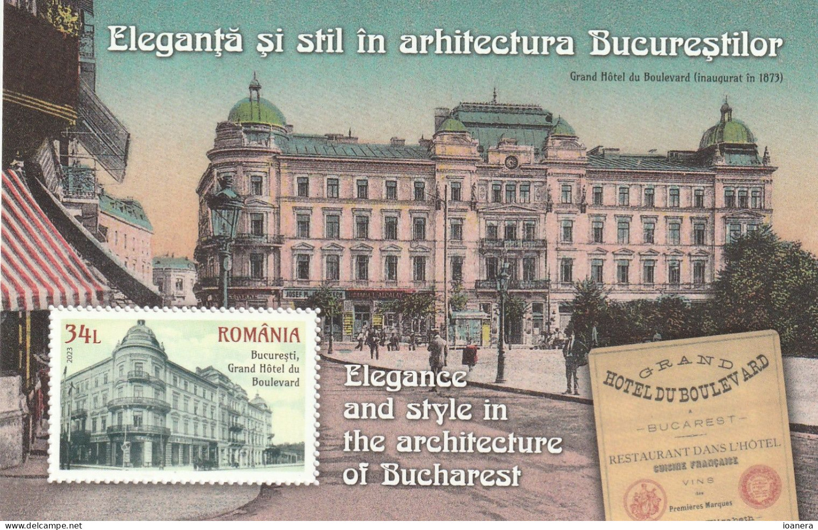 Romania 2023 - Architecture - Elegance And Style In Architecture Of Bucharest-Grand Hotel , Bloc , MNH - Ungebraucht