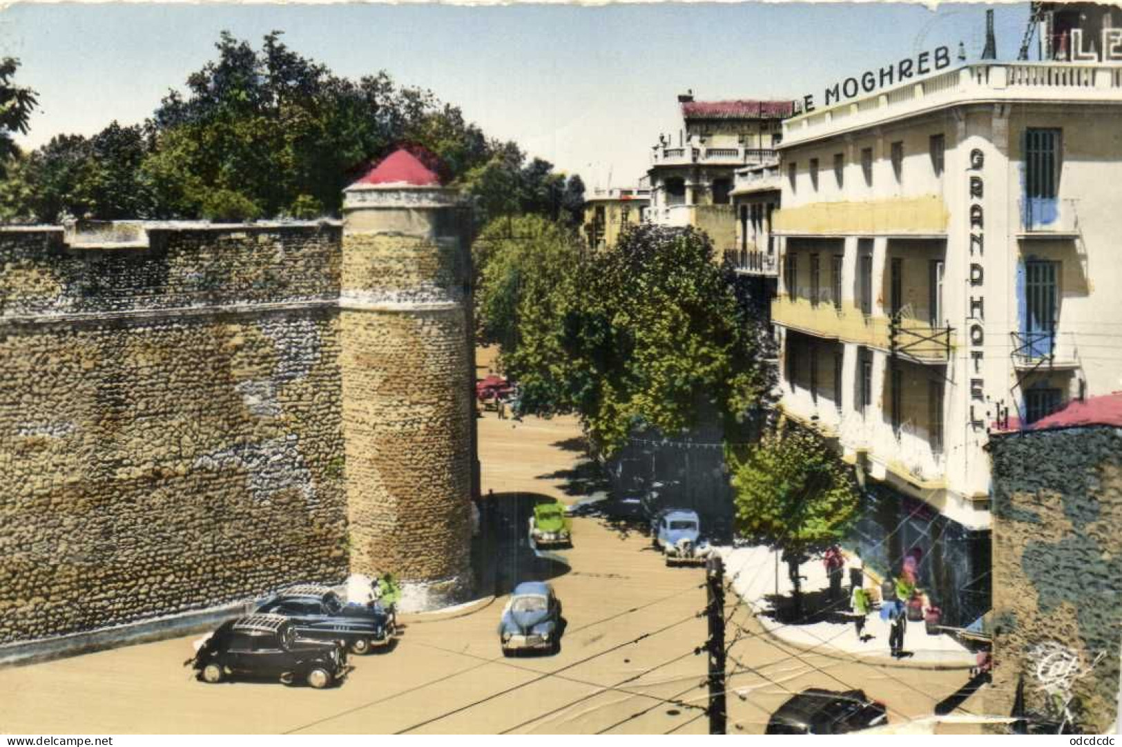 TLEMCEN  Rntrée De La Place Du Méchouar Et Le Grand Hotel Du Moghreb  Voitures Colorisée - Tlemcen