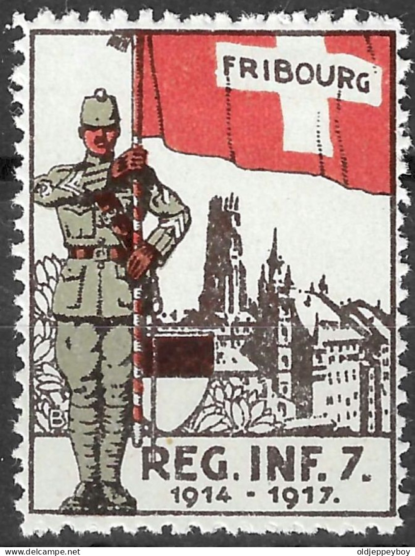 Suisse /Schweiz/Switzerland // Vignette Militaire "Fribourg - Regt. Inf. 7 - 1914-1917" (2 Ex.) -  MLH  - Labels