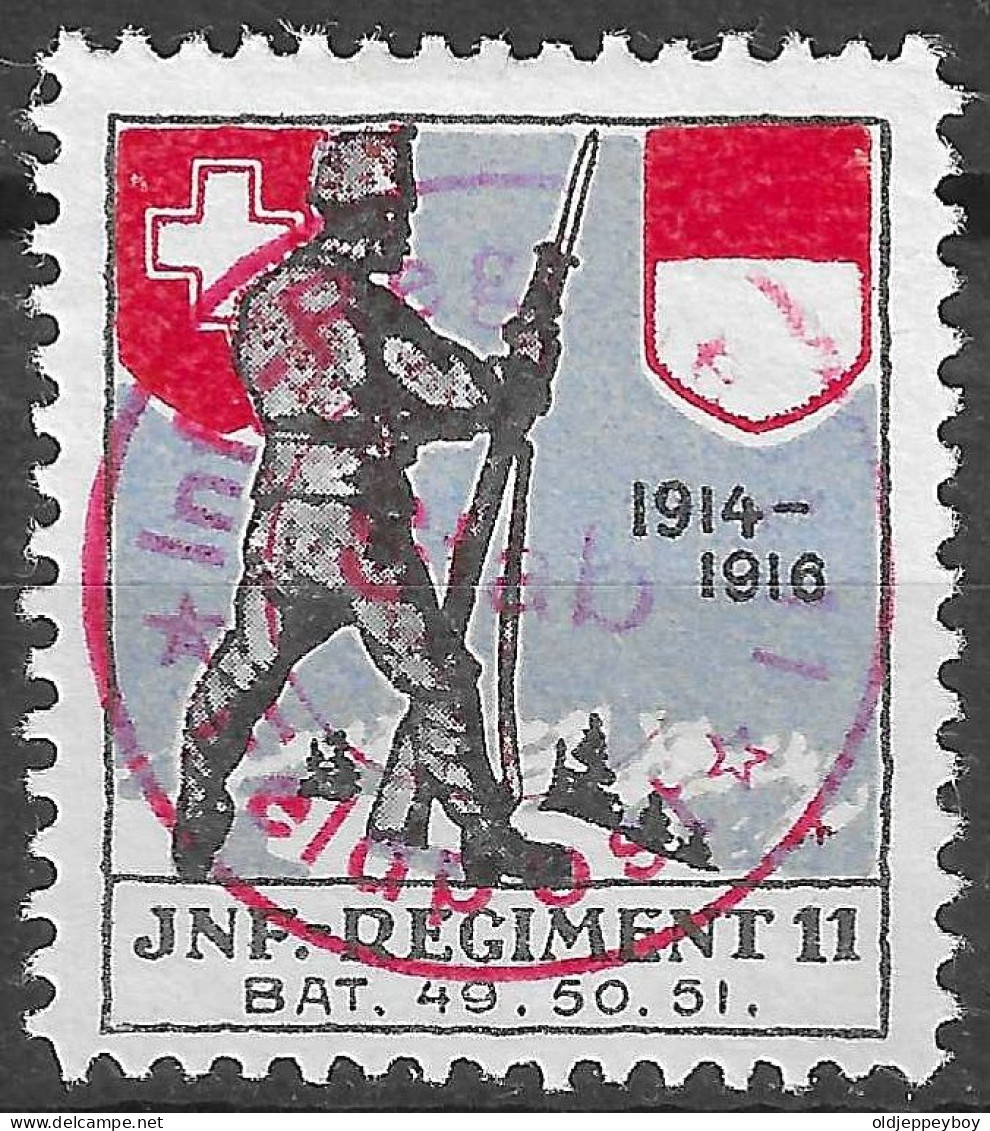 Switzerland SCHWEIZ Soldatenmarke: INF.REGIMENT 11, 1914-1916 // Inf.Regiment 11 No.43  Vignette Regiment Cancel - Labels