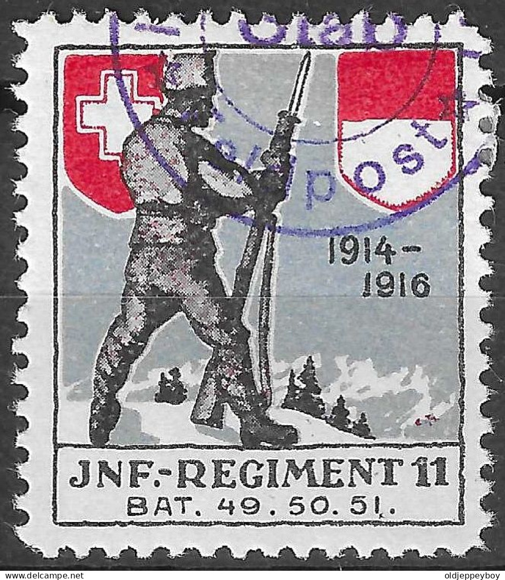 Switzerland SCHWEIZ Soldatenmarke: INF.REGIMENT 11, 1914-1916 // Jnf.Regiment 11 No.43 Feldpost Cancel Vignette  - Etichette