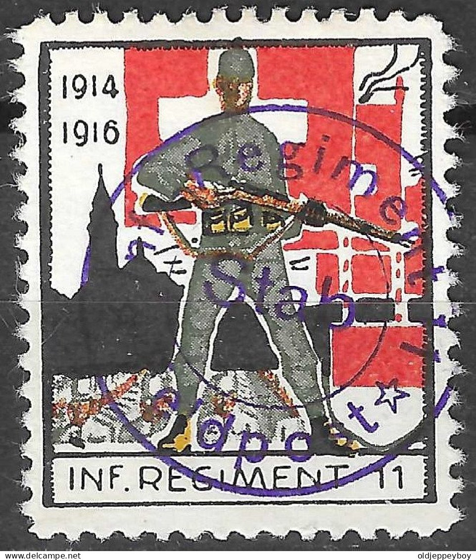 Switzerland Schweiz Soldatenmarken Infanterie Inf. Regiment 11 * 1914 1916 Dunkelblauer Aufdruck 1940 Wappen Regiment RR - Vignettes