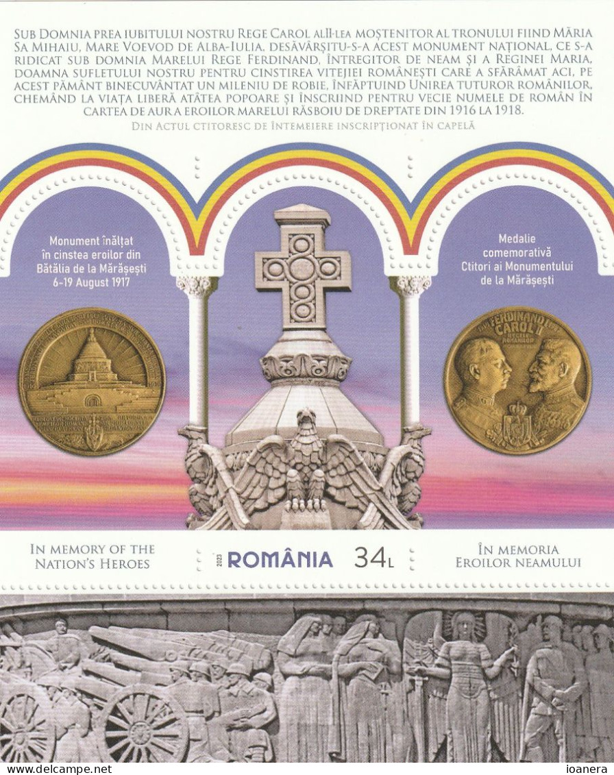 Romania 2023 - Commemorations , In Memory Of The Nation's Heroes , Bloc , MNH - Ungebraucht