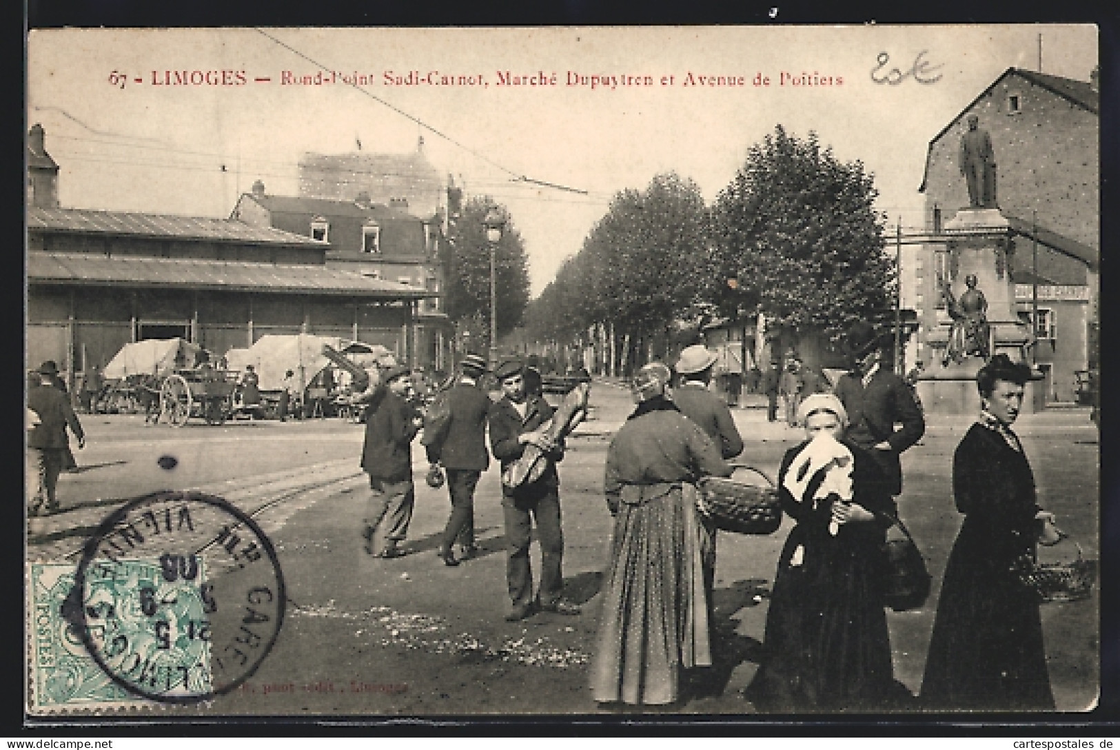 CPA Limoges, Rond-Point Sadi-Carnot, Marché Dupuytren Et Avenue De Poitiers  - Limoges