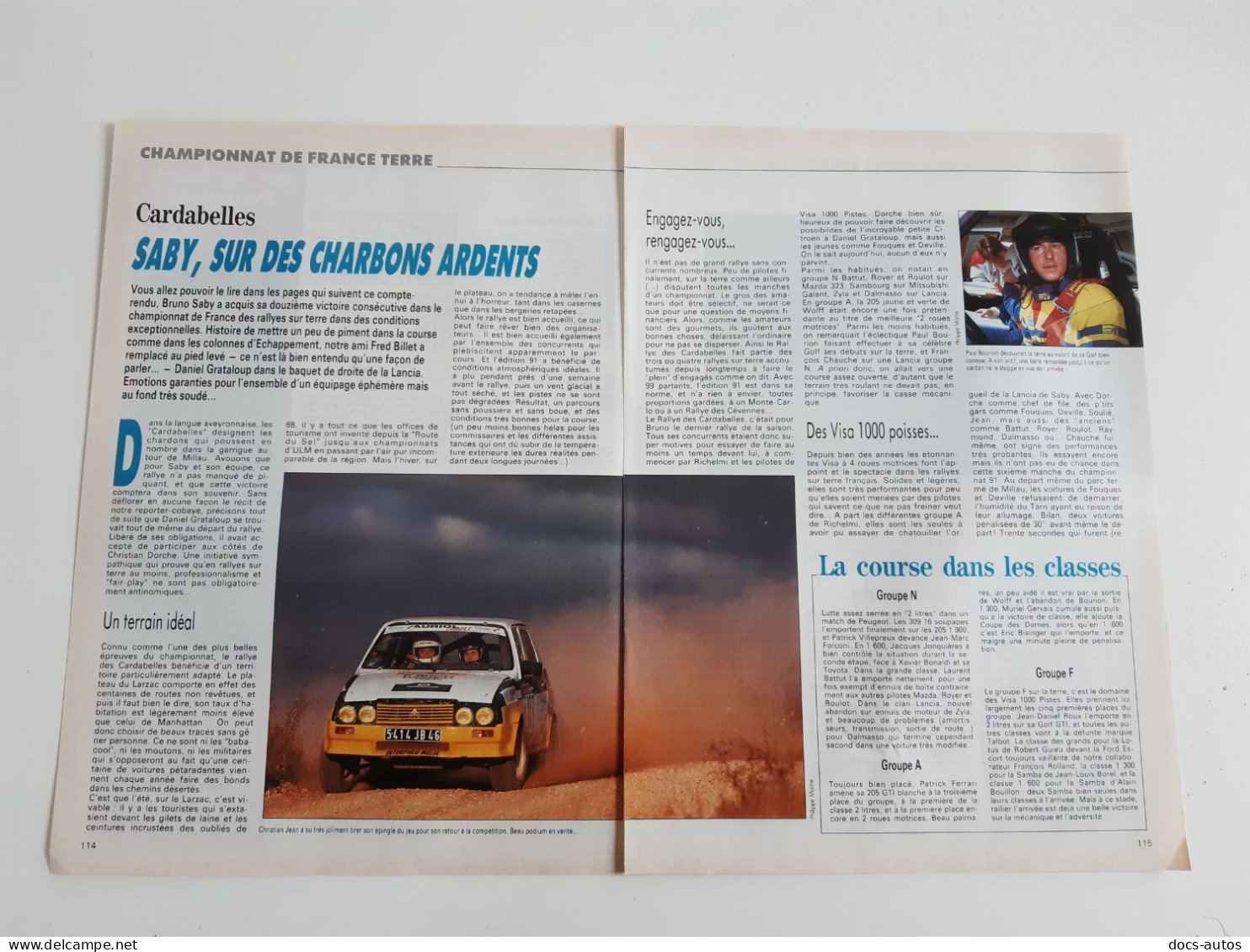 Coupure De Presse Sport Automobile Championnat De France Terre 1991 - Cardabelles - Other & Unclassified