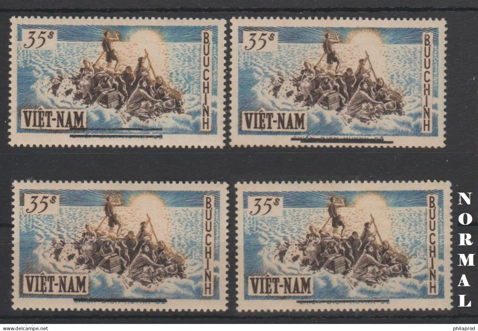 S.VIETNAM   #ERROR 3 DOUBLE BAR Diff + 1 NORMAL  REFUGEES  1956  **MNH    Réf  E4 - Vietnam