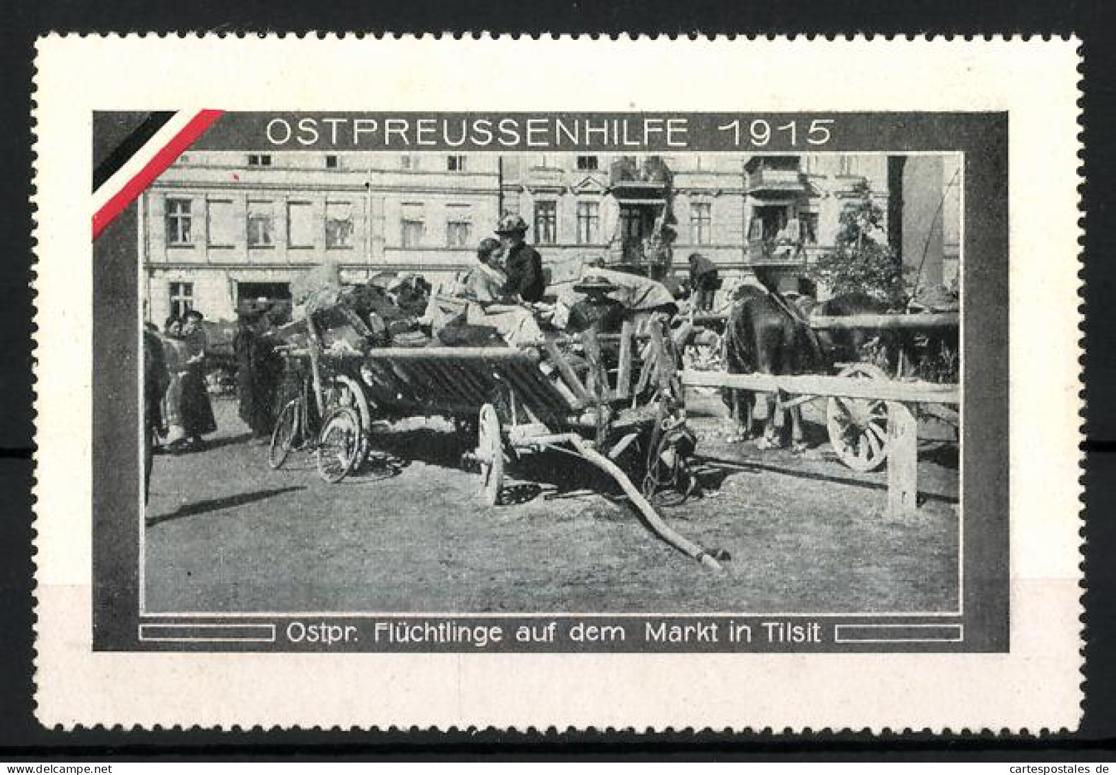 Reklamemarke Ostpreussenhilfe 1915, Ostpr. Flüchtlinge Auf Dem Markt In Tilsit  - Erinnophilie
