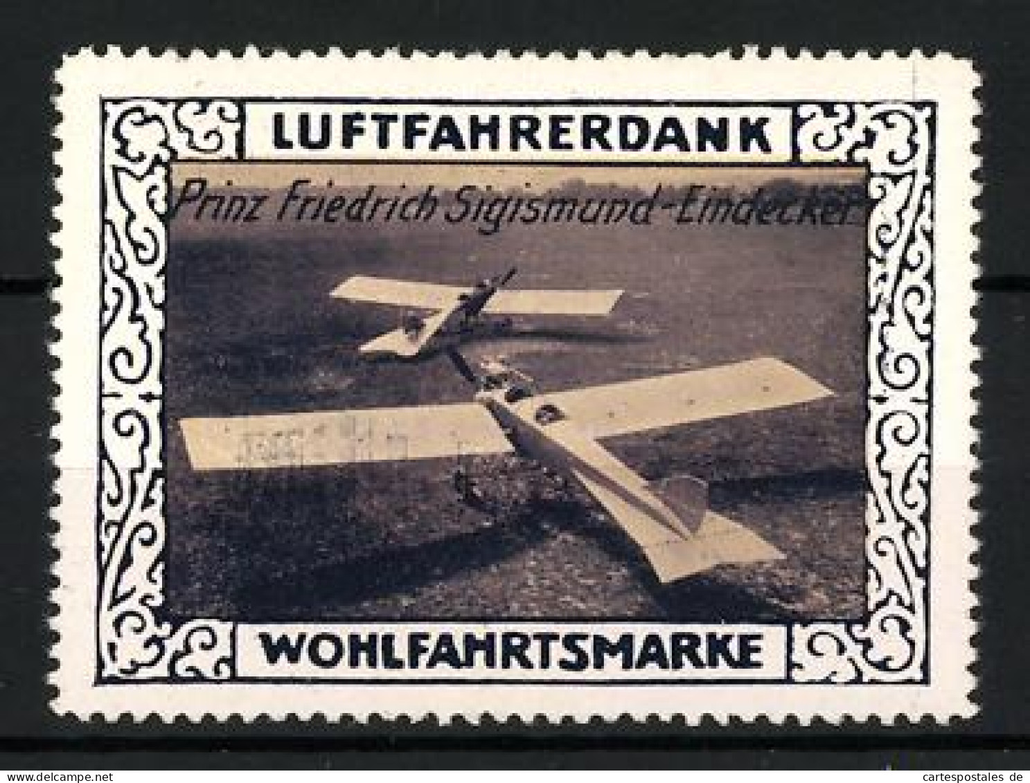 Reklamemarke Print Friedrich Sigismund-Eindecker, Wohlfahrtsmarke Luftfahrerdank  - Erinnophilie