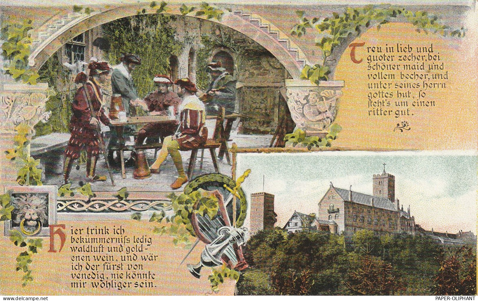 0-5900 EISENACH, Wartburg, Trinkgedicht, Landsknechte, 1909 - Eisenach