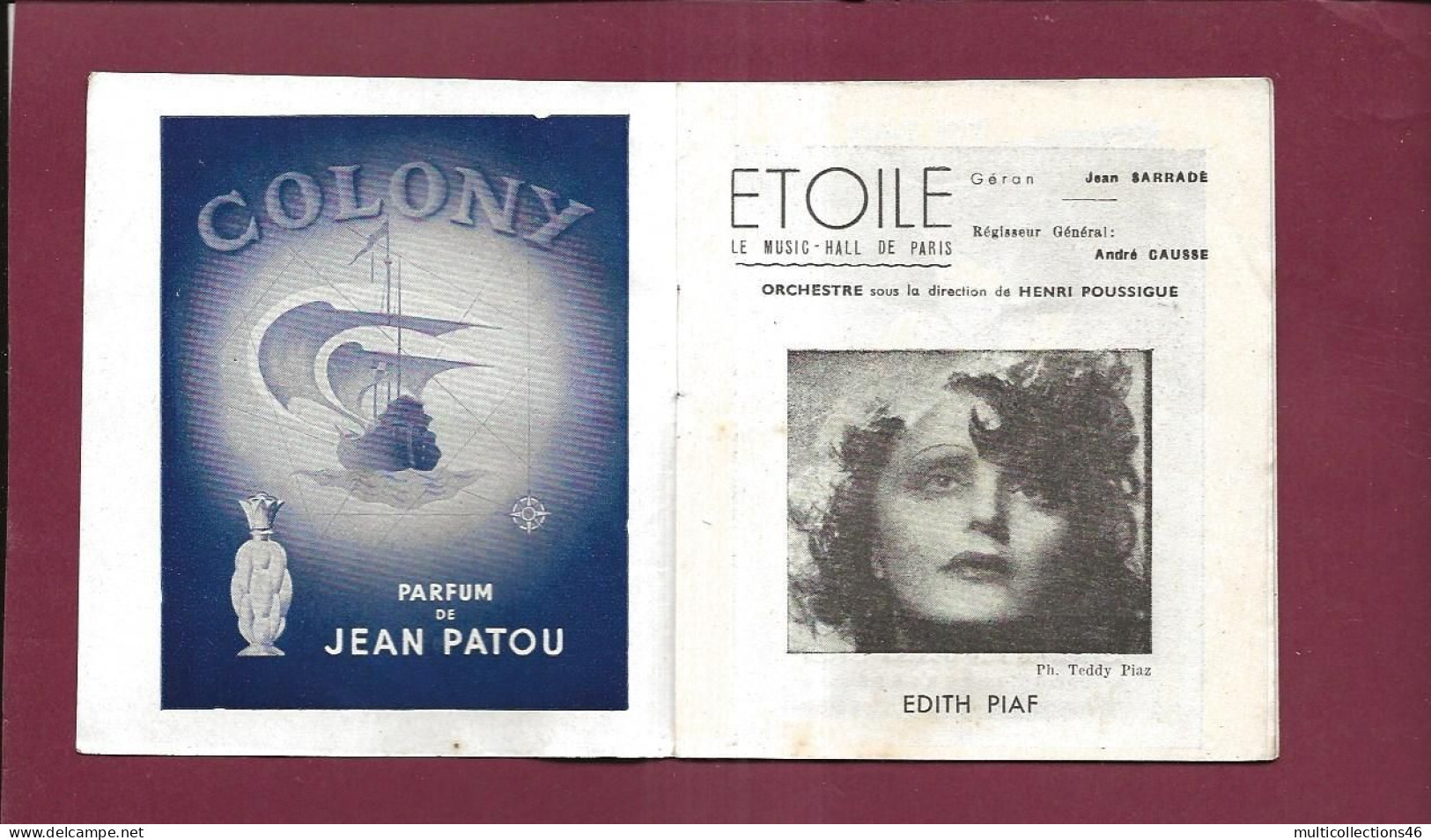 150524 - PROGRAMME THEATRE DE L'ETOILE Music Hall + Billets - Edith Piaf Compagnons De La Chanson Alma Fleury Danse - Programmi