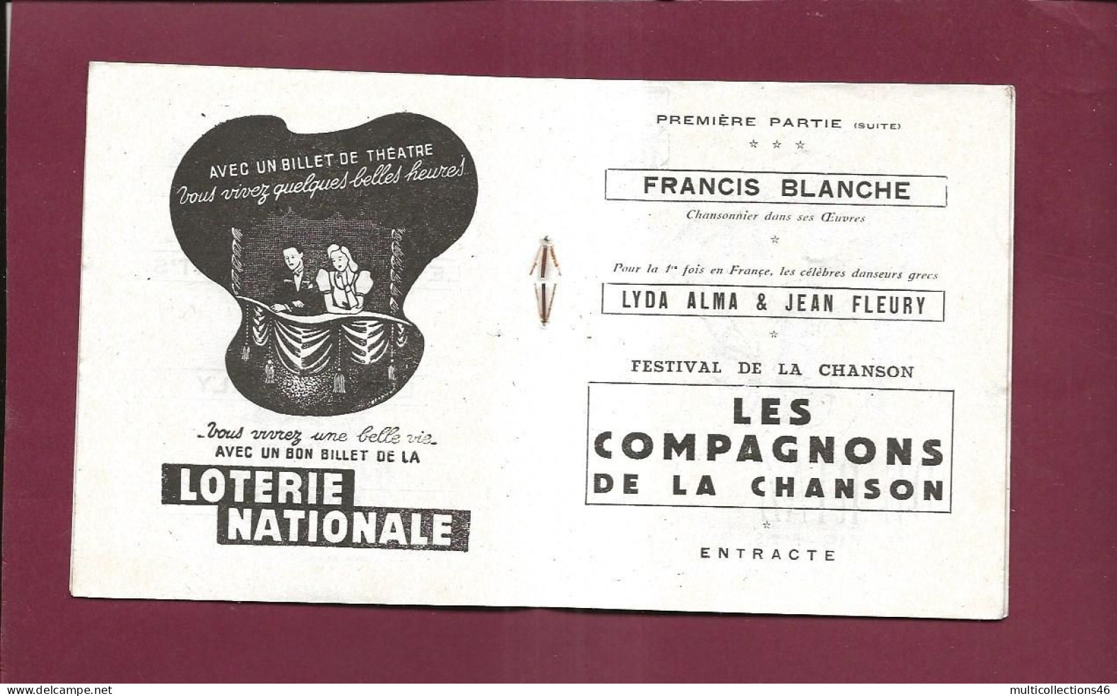 150524 - PROGRAMME THEATRE DE L'ETOILE Music Hall + Billets - Edith Piaf Compagnons De La Chanson Alma Fleury Danse - Programme