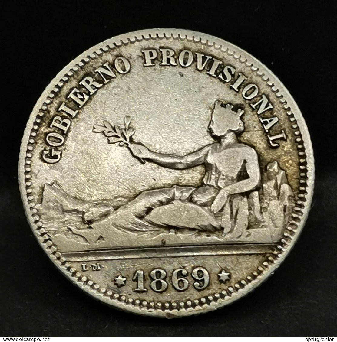 1 PESETA ARGENT 1869 Gouvernement Provisoire ESPAGNE / SPAIN SILVER - Premières Frappes