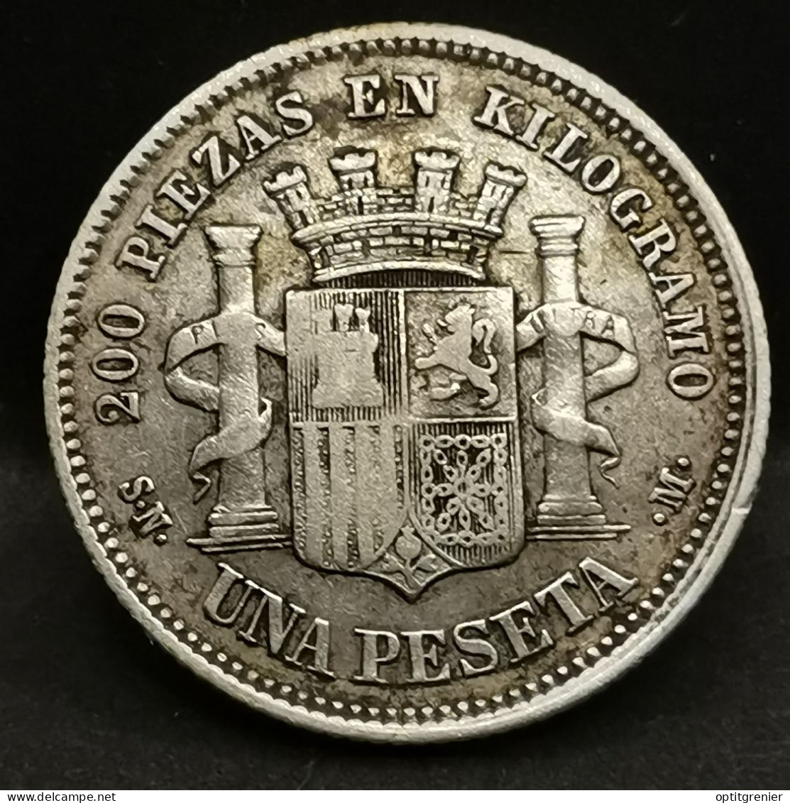 1 PESETA ARGENT 1869 Gouvernement Provisoire ESPAGNE / SPAIN SILVER - First Minting