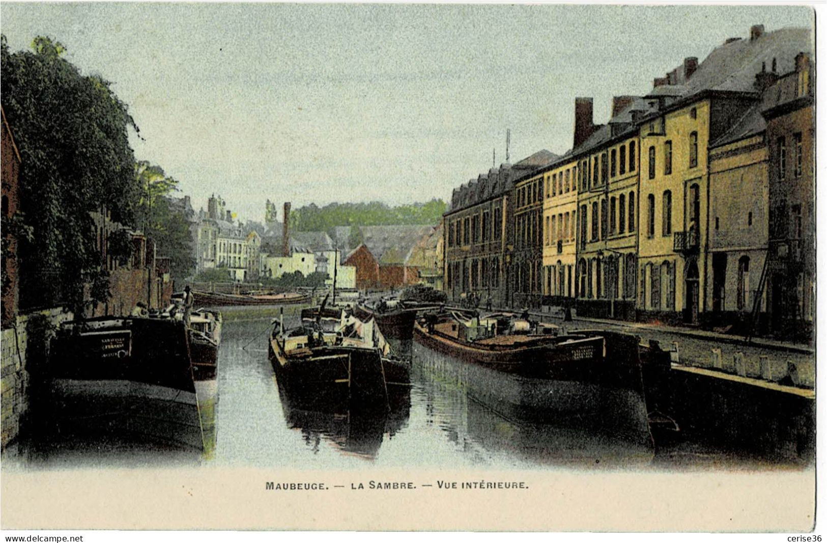 Maubeuge La Sambre Vue Intérieure Avec Péniches - Maubeuge