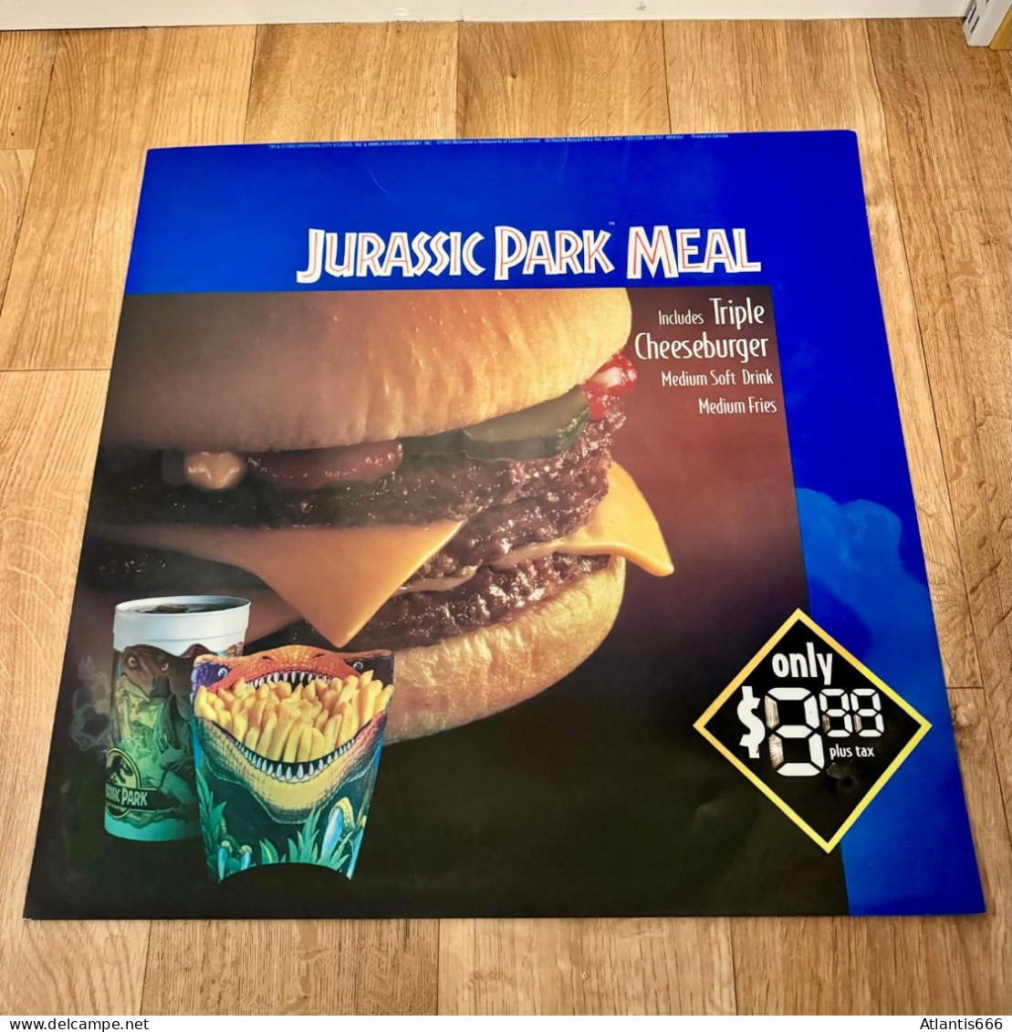 Jurassic Park Meal X McDonald's Original From 1993 Restaurant Poster (Canada) Extremely Rare - McDonald's