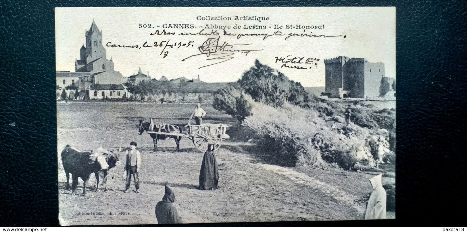 06 , Cannes ,abbaye De Lerins , Ile Saint Honorat ,les Moines Dans Les Champs En 1905 - Cannes