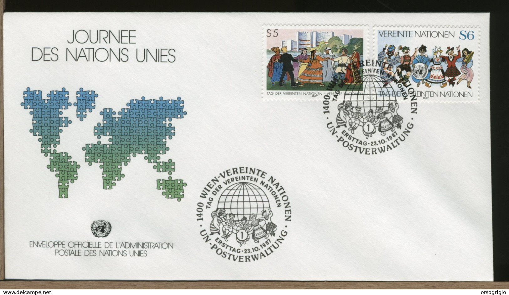 ONU - UNITED NATIONS - FDC 1987 - New York/Geneva/Vienna Joint Issues