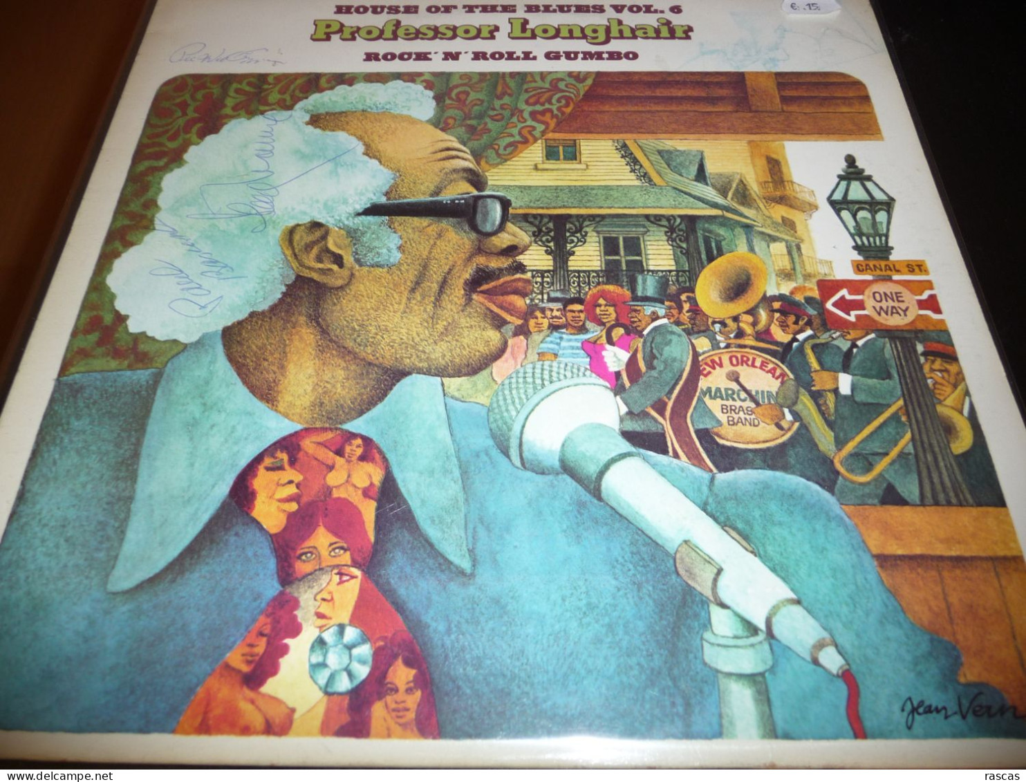 DISQUE VINYL 33 T PROFESSOR LONGHAIR - HOUSE OF THE BLUES VOL 6 - DEDICACE PAR DE NOMBREUX MUSICIENS A IDENTIFIER - Blues