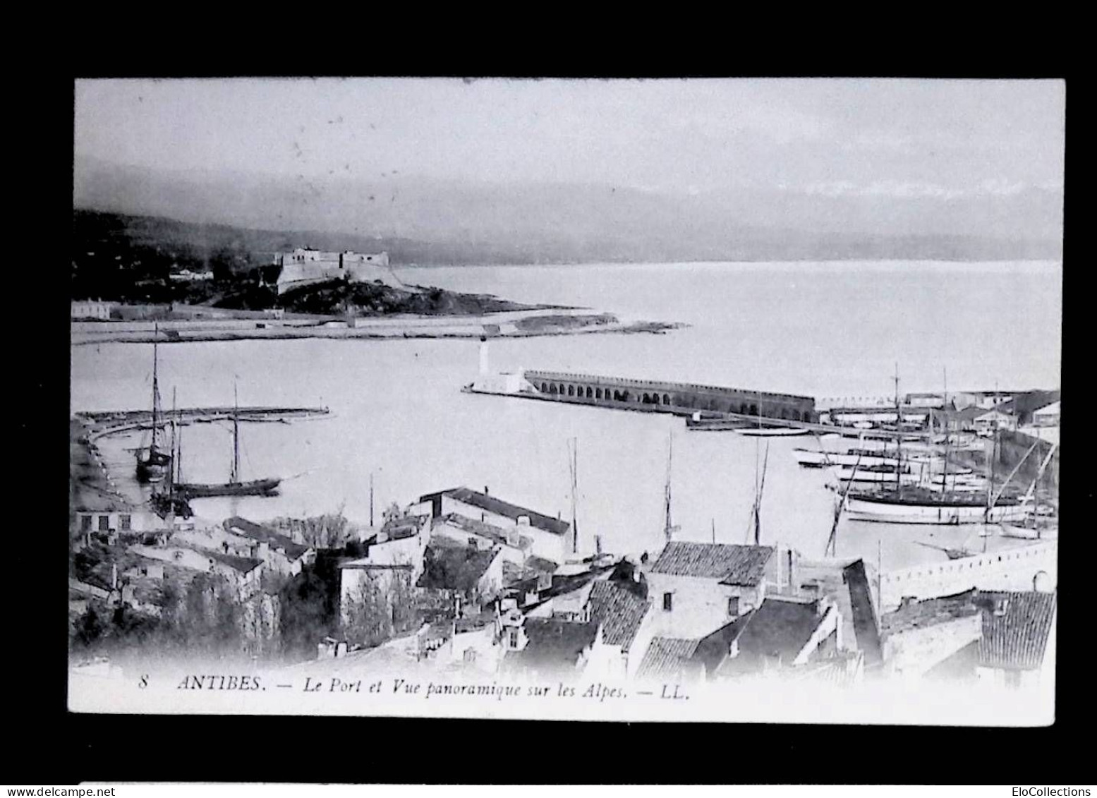 Cp, 06, Antibes, Le Port Et Vue Panoramique Sur Les Alpes, Voyagée 1909 - Antibes - Old Town