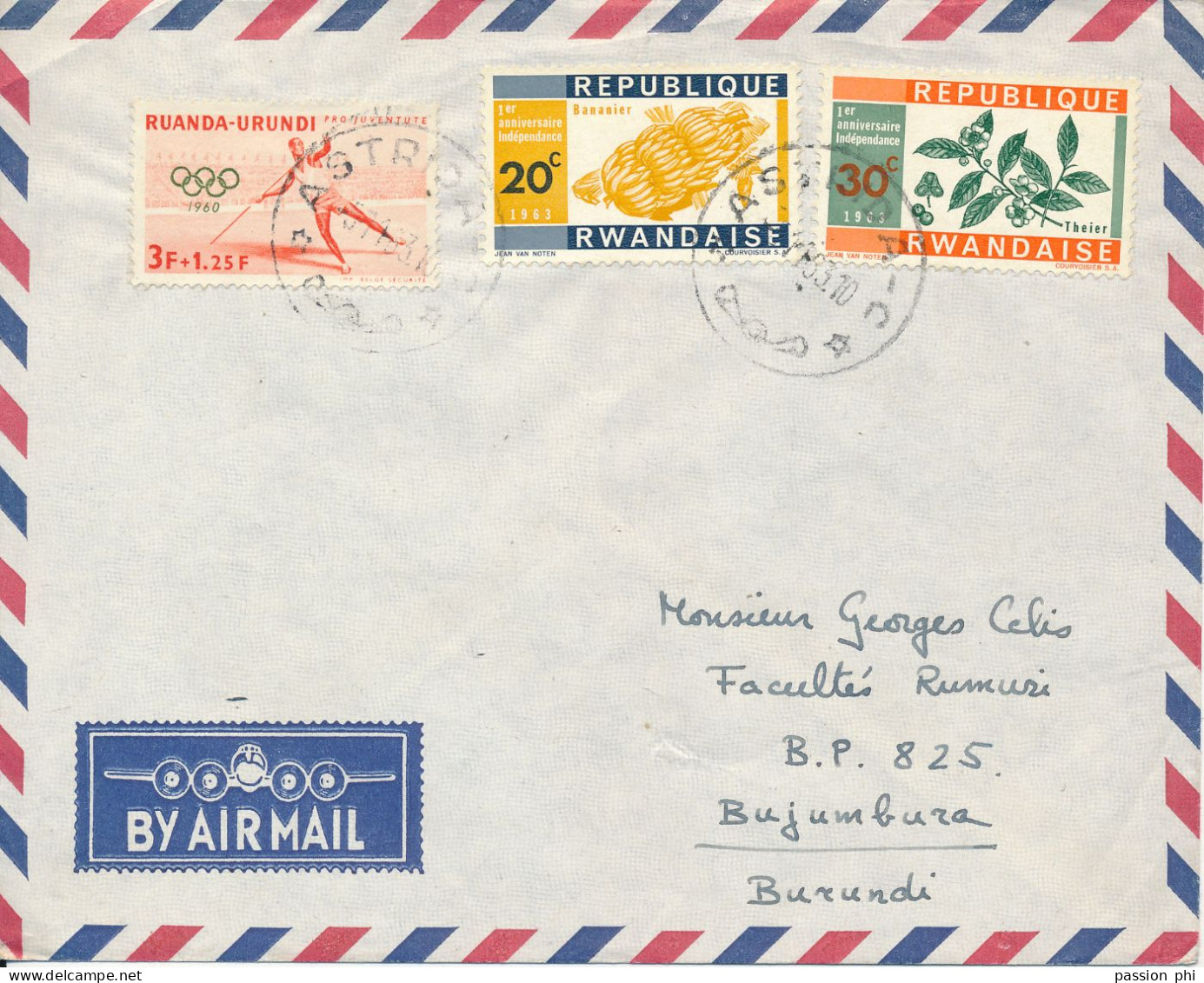 RUANDA URUNDI AFTER THE INDEPENDENCE OLYMPIC GAMES OF ROME ON COVER FROM ASTRIDA 1963 TO BUJUMBURA - Covers & Documents
