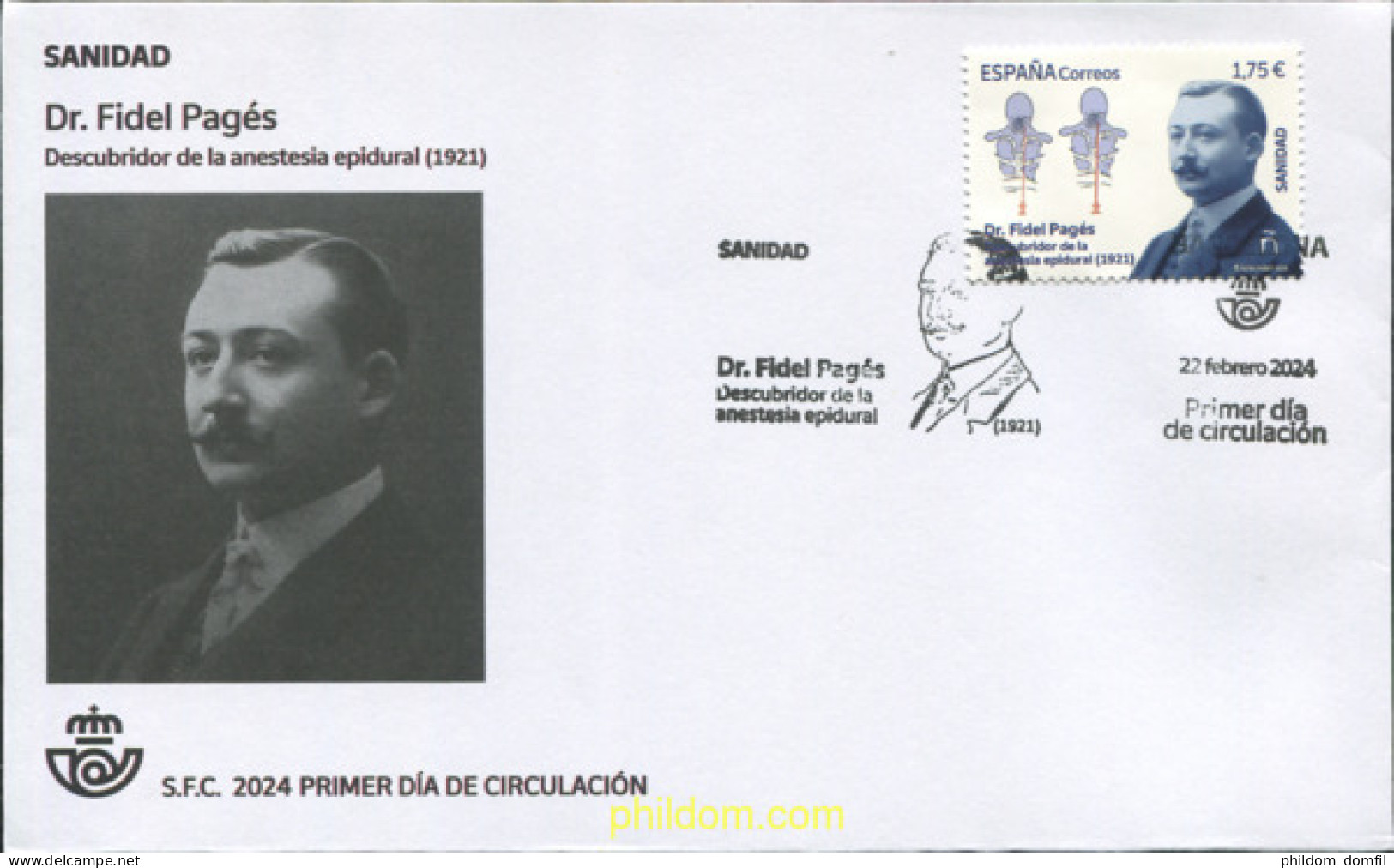 730919 MNH ESPAÑA 2024 SANIDAD. DR. FIDEL PAGÉS DESCUBRIDOR DE LA ANESTESIA EPIDURAL (1921). - Ungebraucht