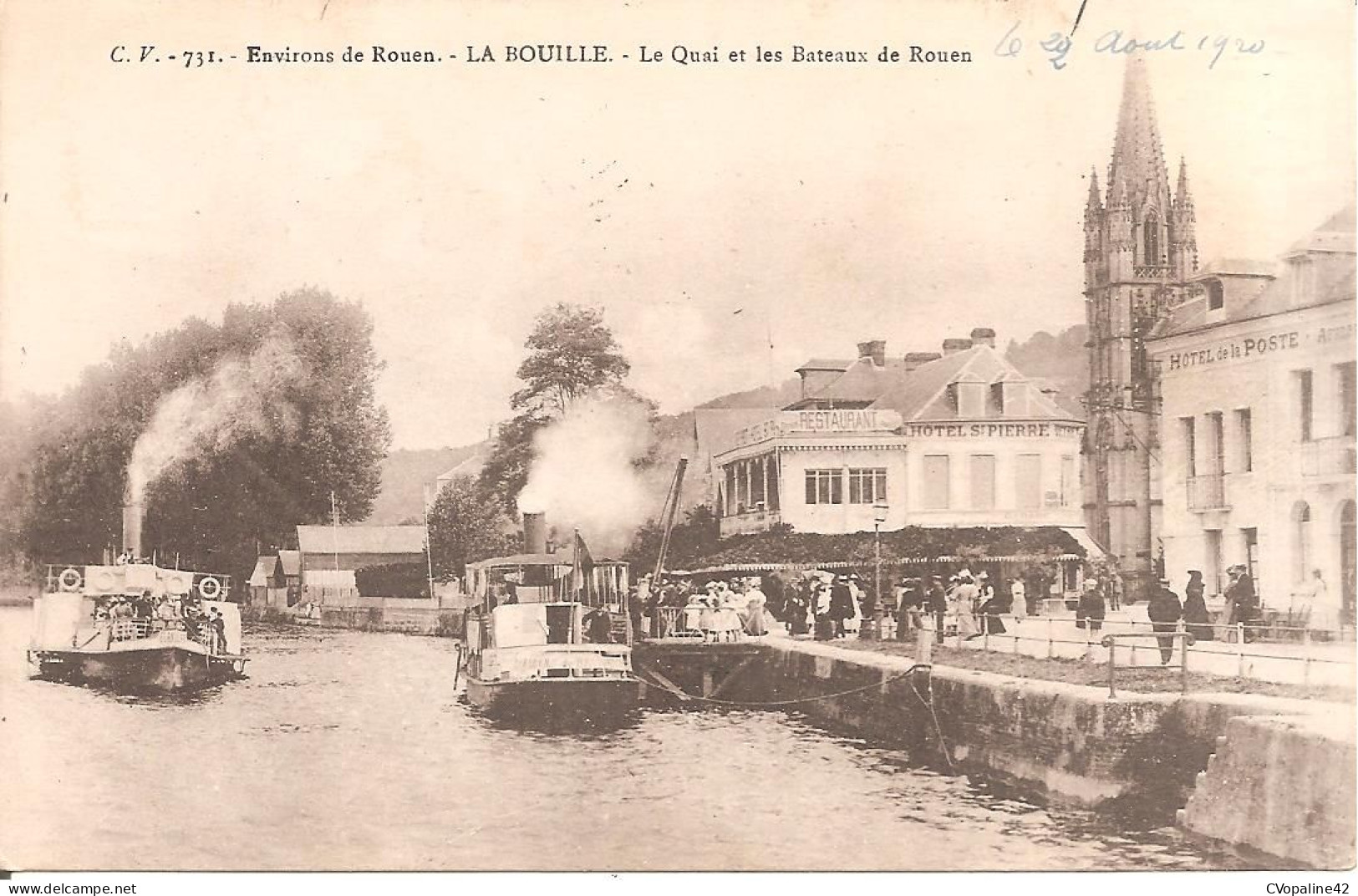 PENICHES - BATELLERIE - LA BOUILLE (76) Le Quai Et Les Bateaux De Rouen En 1920 - Hausboote