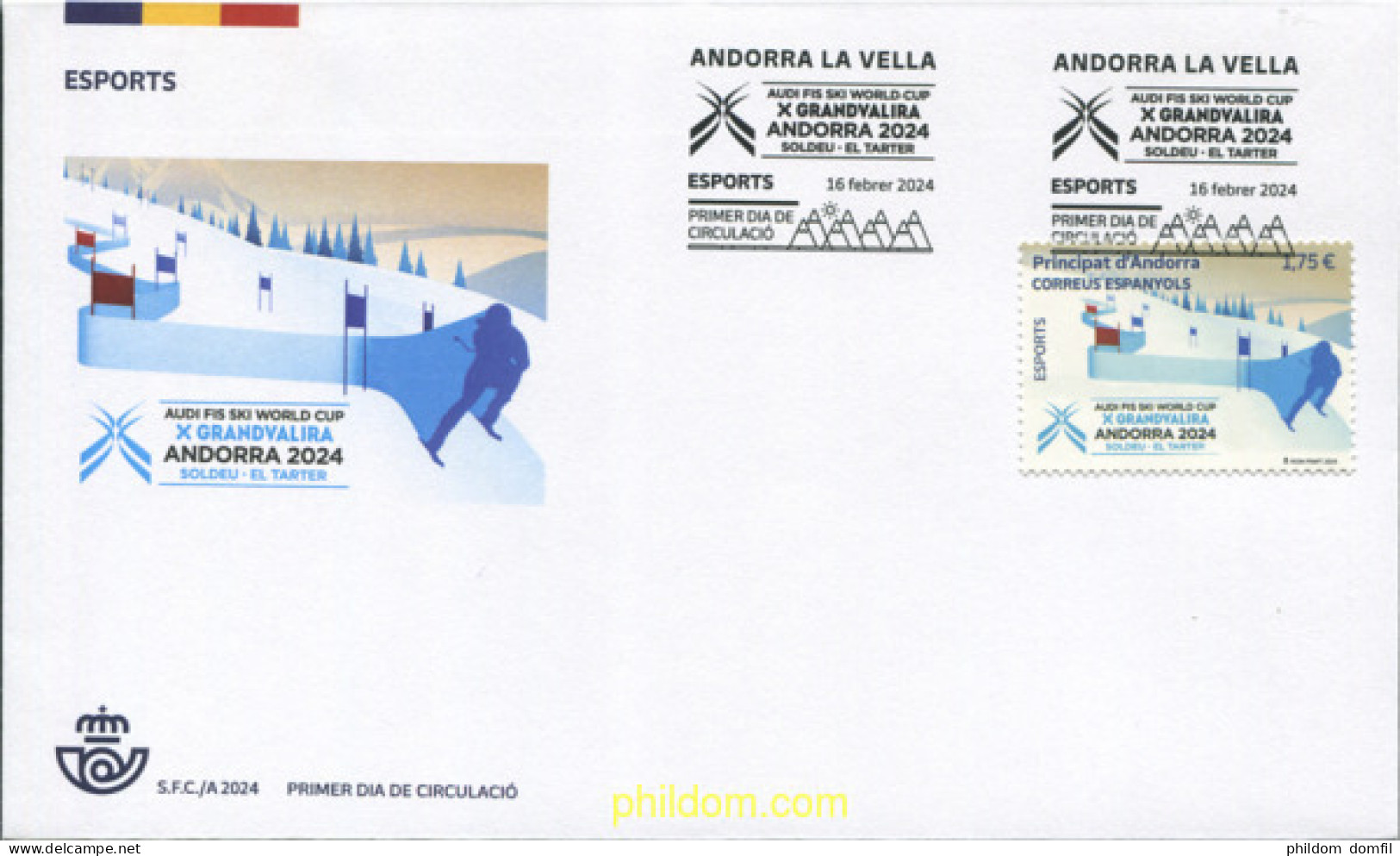 730922 MNH ANDORRA. Admón Española 2024 COPA DEL MUNDO DE ESQUÍ ALPINO AUDI FIS - Unused Stamps