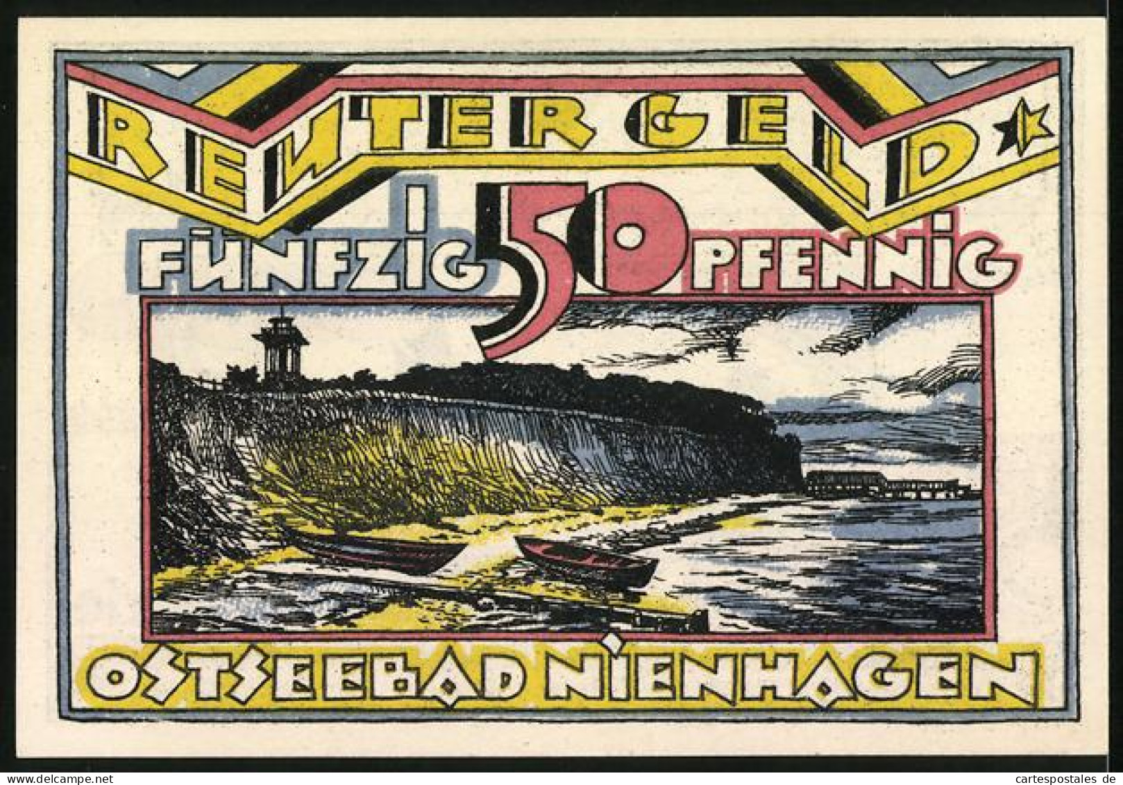 Notgeld Nienhagen /Ostsee 1922, 10 Pfennig, Frau Am Ufer Und Segelboote  - [11] Emissions Locales