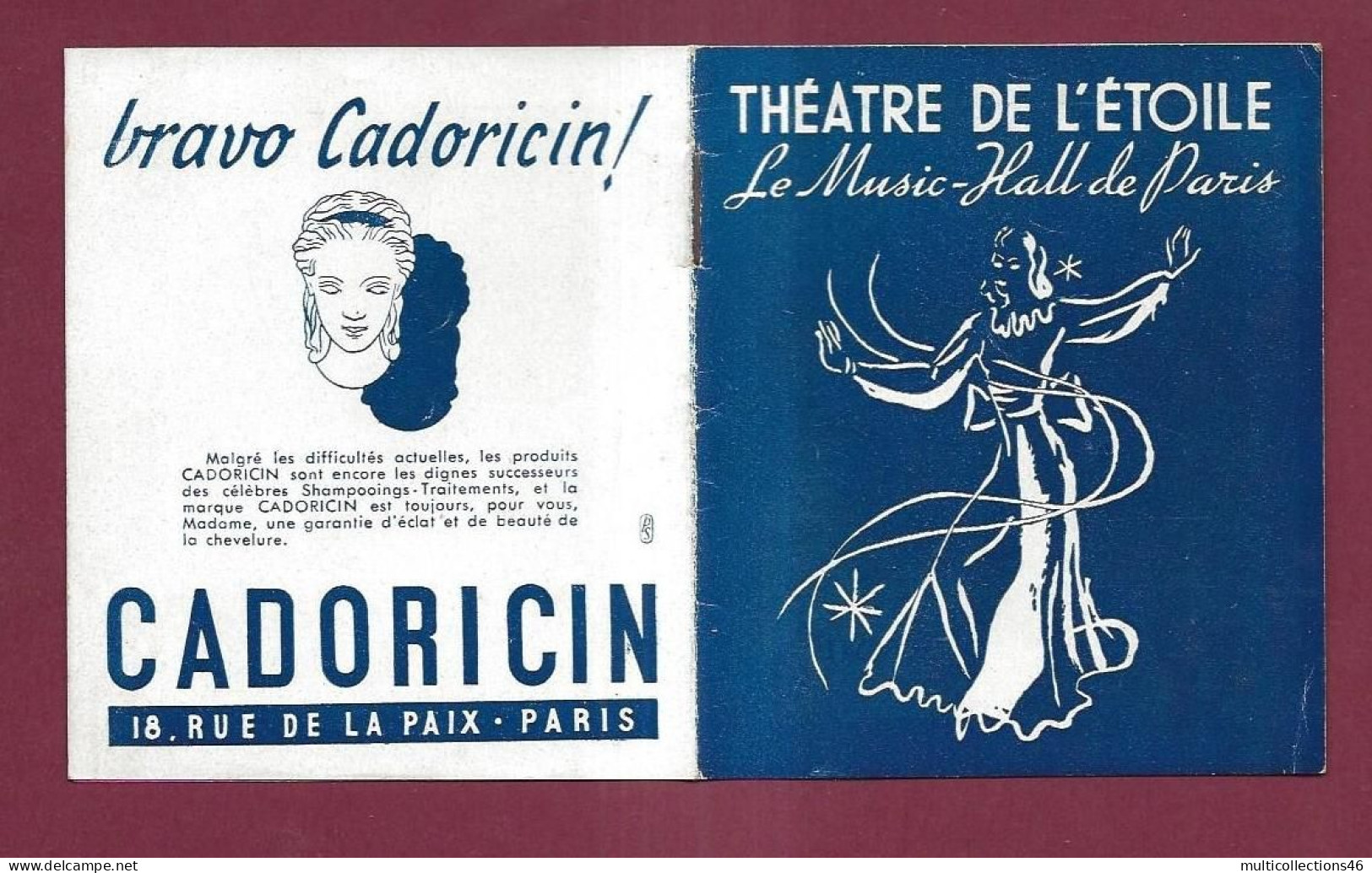 150524A - PROGRAMME THEATRE DE L'ETOILE - Music Hall 1945 46 EDITH PIAF Orchestre Etoile Acrobate Les Bel Air - Programme