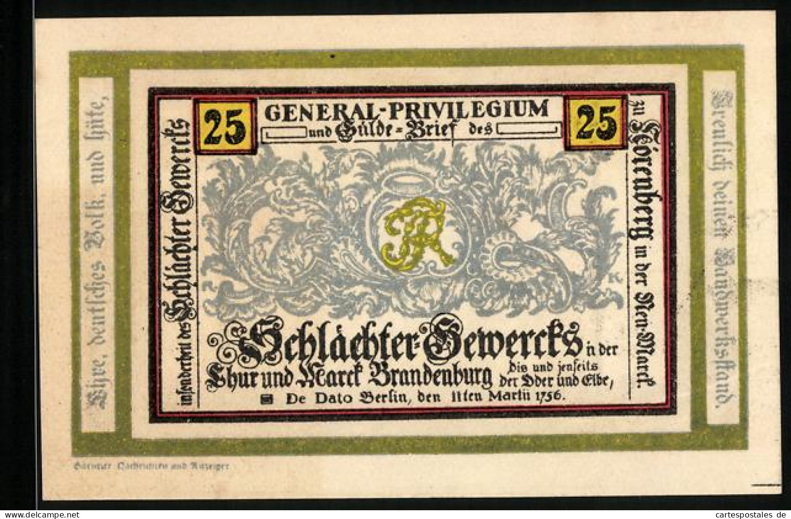 Notgeld Nörenberg 1921, 25 Pfennig, General-Privilegium Und Gulde-Brief Des Schaechter-Gewerks In Der Marck Brandenbu  - [11] Local Banknote Issues