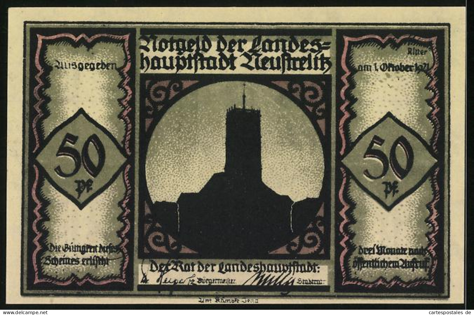 Notgeld Neustrelitz 1921, 50 Pfennig, Konrekter Äpinus Verschenkt Seine Hose  - [11] Emissions Locales