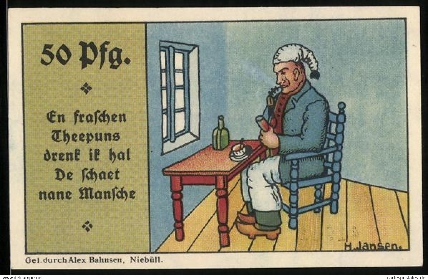 Notgeld Niebüll 1920, 50 Pfennig, Mann Mit Pfeife Und Teepunsch  - [11] Emissions Locales