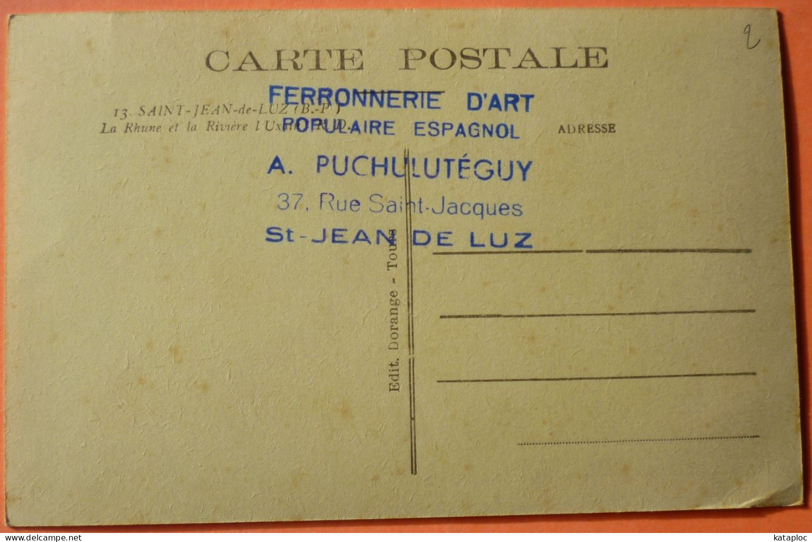 CARTE SAINT JEAN DE LUZ - 64 - LA RHUNE ET LA RIVIERE L' UXAIN - SCANS RECTO VERSO - 7 - Saint Jean De Luz