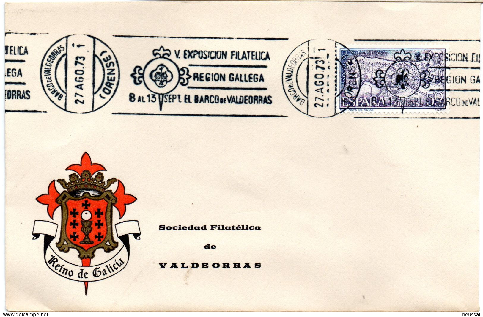 Carta Con Matasellos Commemorativo De Region Gallega Barco De Valdeorras 1973 - Covers & Documents